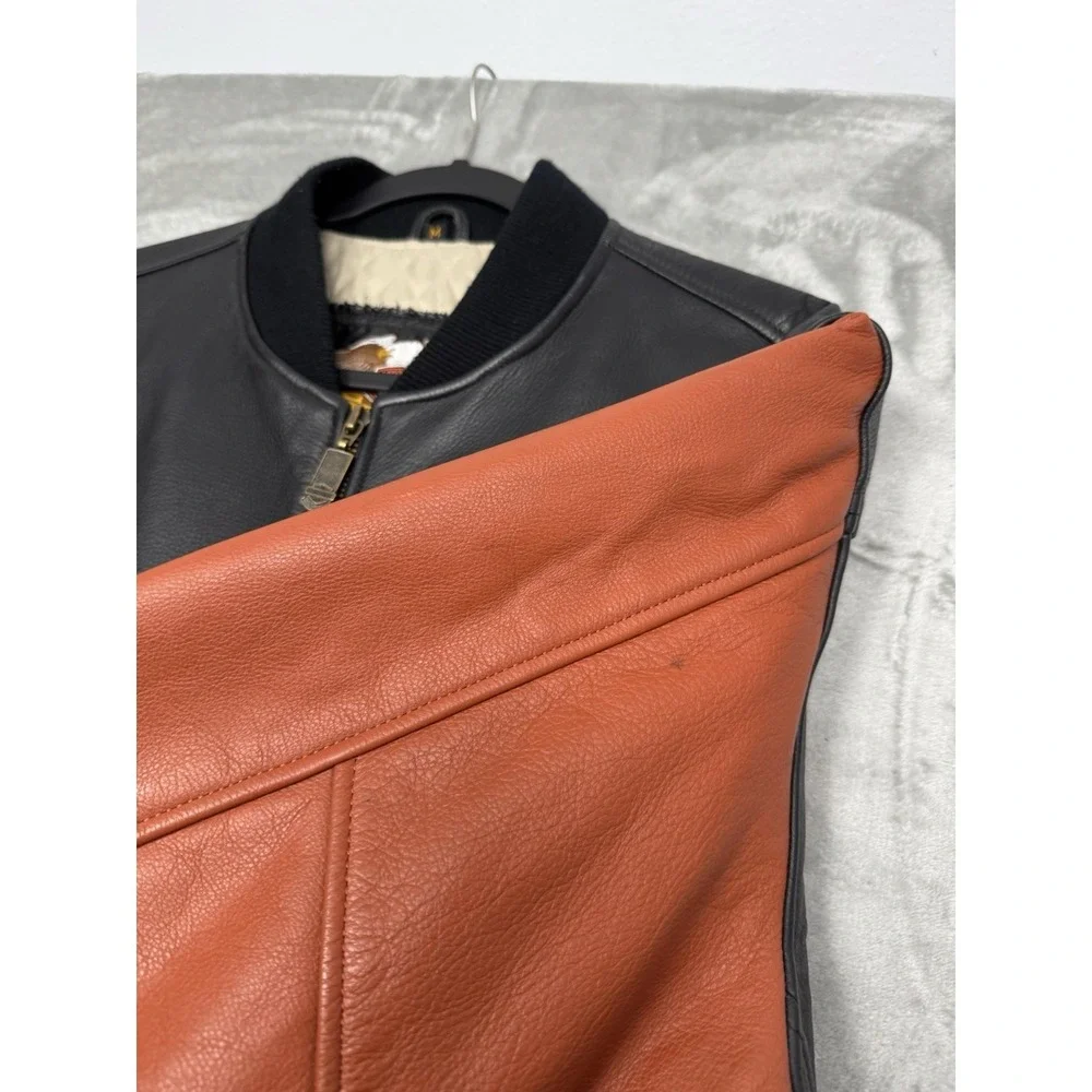 Vintage Harley Davidson Jacket Mens Medium Leather Bomber Milwaukee Biker Logo